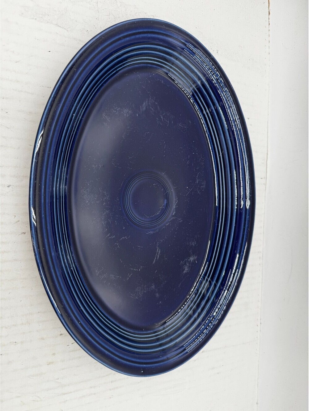 Vantage Fiesta Cobalt Blue Homer Laughlin Covered Oval Serving Platter 13.5x9.5"